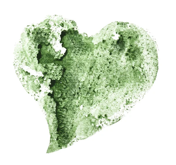 Corazón Color Verde Con Textura Sobre Fondo Blanco Aislado —  Fotos de Stock