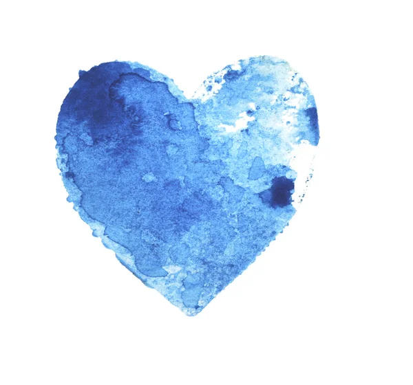 Blue Heart Ocean Drawing Watercolor White Background — Stock Photo, Image