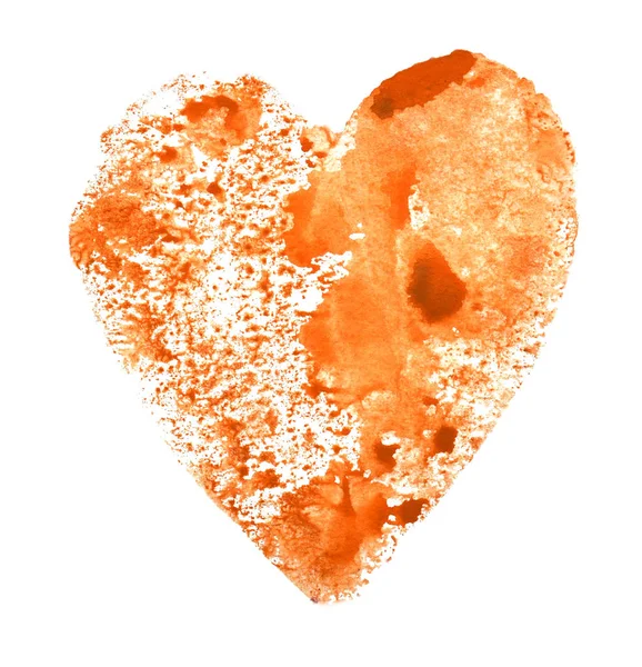 Impresión Acuarela Del Corazón Naranja Sobre Fondo Blanco —  Fotos de Stock