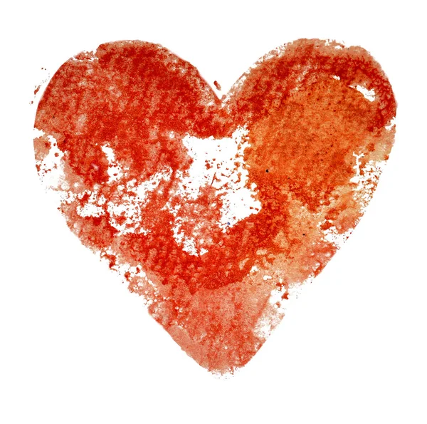 Watercolor Print Red Heart White Background Isolate Stock Image