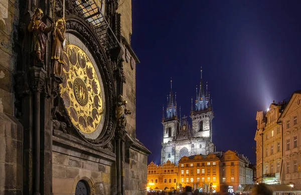 Tarihsel Ortaçağ Astronomik Saati Orloj Leydimizin Kilisesi Eski Şehir Meydanı — Stok fotoğraf