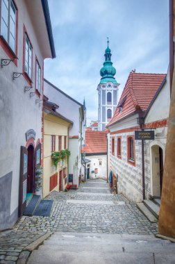 Cesky Krumlov, Çek Cumhuriyeti - 10 Mart 2019: 1992 'den beri UNESCO' nun Dünya Mirası Bölgesi olan ünlü Cesky Krumlov Kalesi ile tarihi Cesky Krumlov şehri