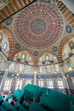 İSTANBUL, TURKEY - 08 Nisan 2019: Mimar Sinan Sinan tarafından inşa edilen Ayasofya müzesi kompleksinin topraklarında bulunan Sultan 'ın 3. Mehmed, 2. Selim, Murad, 1.