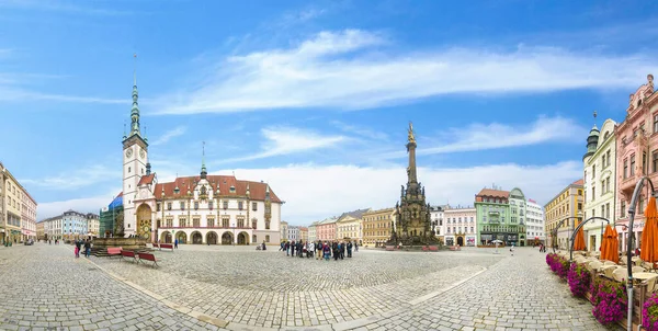 Olomouc Tschechische Republik 2019 Panorama Des Platzes Und Der Dreifaltigkeitssäule — Stockfoto