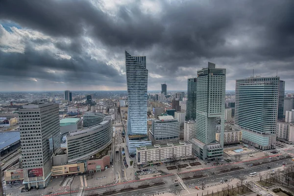 Warsaw Polonia Mayo 2019 Vista Aérea Con Tarasy Zlote Rascacielos — Foto de Stock