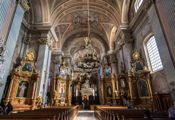 Warsaw Poland April 2019 Interior Saint Anna Church Kosciol Akademicki — стоковое фото