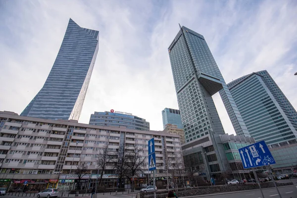 Warschau Polen Maart 2019 Street View Het Zakencentrum Met Warschau — Stockfoto