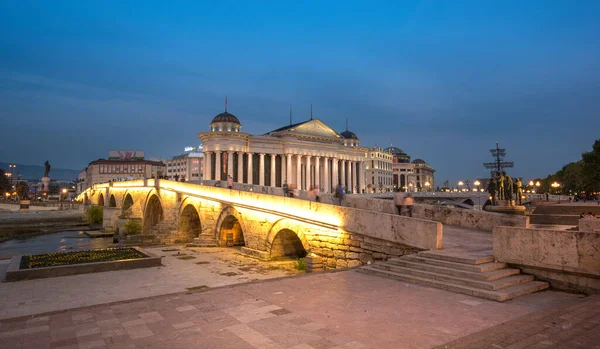 Skopje Republika Macedonii Października 2019 Muzeum Archeologiczne Macedonii Most Cywilizacji — Zdjęcie stockowe