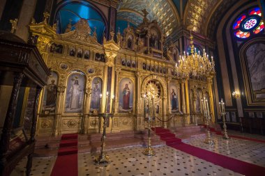 ISTANBUL, TURKEY - 06.12.2019: Balat 'taki bir ortodoks kilise olan Bulgar St. Stephen (Stefan) Kilisesi, neo-gotik tarzda demir elementlerden yapılmasıyla ünlüdür.
