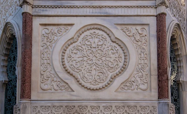 Détail Des Sculptures Marbre Tombe Mosquée Kececizade Fuat Pacha Turc — Photo