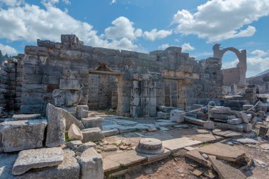 Efes, Selcuk İzmir, Türkiye - Efes antik kenti. UNESCO Dünya Mirası alanı Ionia kıyısında antik bir Roma binasıdır. Türkiye 'de en çok ziyaret edilen antik kent