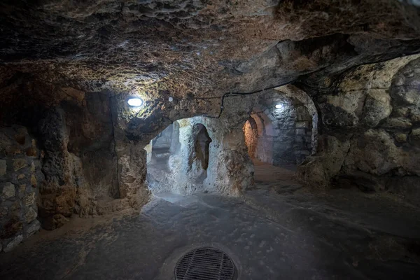 Nevsehir Turkey Tunnel Kaymakli Derinkuyu Underground City Cappadocia Turkey Ancient — Stock Photo, Image