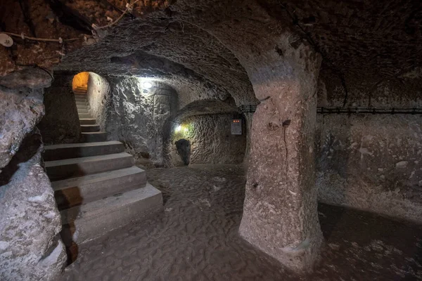 Nevsehir Turkey Tunnel Kaymakli Derinkuyu Underground City Cappadocia Turkey Ancient — Stock Photo, Image