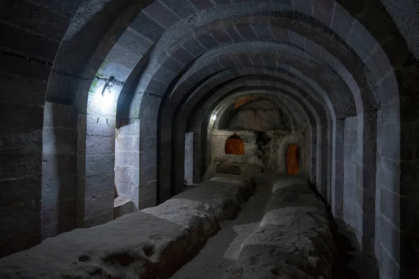 Nevsehir Turkey Tunnel Kaymakli Derinkuyu Underground City Cappadocia Turkey Ancient — Stock Photo, Image