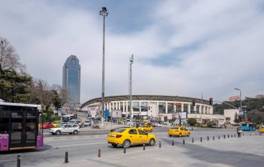 İstanbul, Türkiye - 29 Nisan 2019: Beşiktaş ilçesinde çok amaçlı bir stadyum olan BJK Vodafone Park manzarası