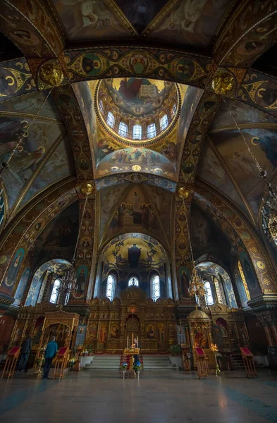 San Petersburgo Rusia Noviembre 2019 Interior Iglesia Ortodoxa Dormición Madre — Foto de Stock