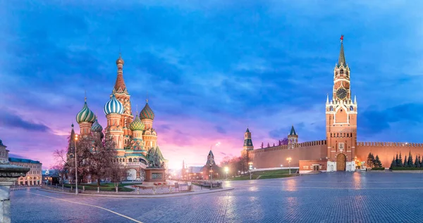 Moskova Rusya Gezmek Moskova Kremlin Panoramik Manzarası Aziz Basil Katedrali — Stok fotoğraf