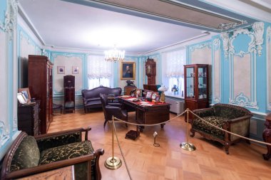 Lomonosov, Saint Petersburg. Rusya - 22.02.2020: Oranienbaum Sarayı İçişleri. Büyük Menshikov Sarayı. Menshikovskiy Dvorets, Kyaz Alexander Menshikov 'un evi.