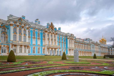 Tsarskoye Selo (Puşkin), Saint Petersburg, Rusya. Catherine Sarayı, Tsarskoe selo kasabasında. Rusya 'nın Romanov Çarı Sarayı, İmparatoriçe Elizabeth için inşa edildi.