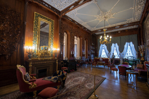Saint Petersburg, Russia - January 20, 2020: Interior of Yusupov palace on Moika. It was erected in XVIII century, and now it acclaimed as Encyclopedia of St. Petersburg aristocratic interior