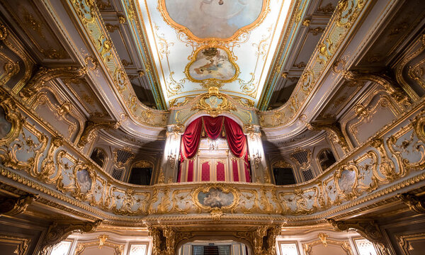 Saint Petersburg, RUSSIA - 1.02.2020: Home theater of Yusupov palace on Moika. It was erected in XVIII century, and now it acclaimed as Encyclopedia of St. Petersburg aristocratic interior
