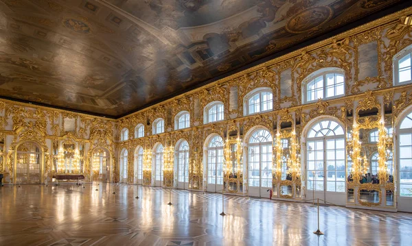 Tsarskoye Selo Pushkin São Petersburgo Rússia Novembro 2019 Interior Dourado — Fotografia de Stock