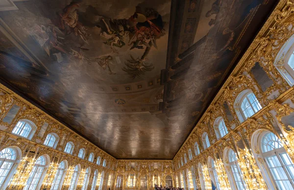 Carskie Selo Puszkin Petersburg Rosja Listopada 2019 Barokowe Złote Wnętrze — Zdjęcie stockowe