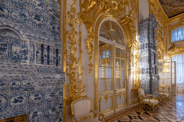 Tsarskoye Selo Pushkin São Petersburgo Rússia Novembro 2019 Interior Dourado — Fotografia de Stock