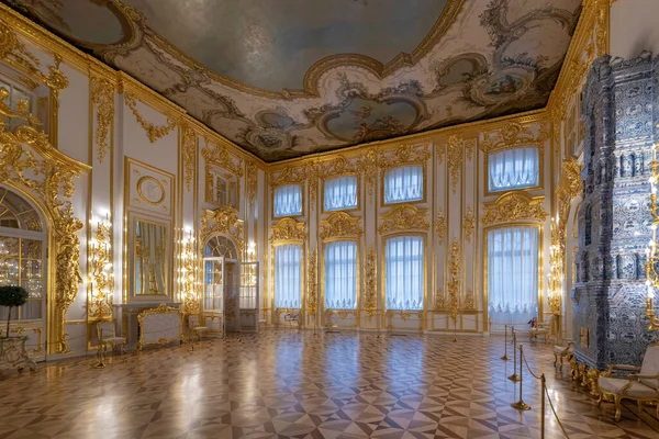 Carskie Selo Puszkin Petersburg Rosja Listopada 2019 Barokowe Złote Wnętrze — Zdjęcie stockowe