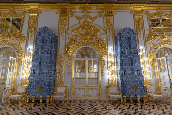 Tsarskoye Selo Pushkin São Petersburgo Rússia Novembro 2019 Interior Dourado — Fotografia de Stock