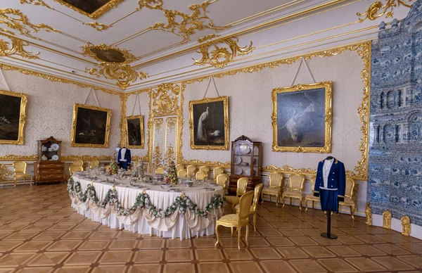 Tsarskoye Selo Pushkin São Petersburgo Rússia Novembro 2019 Interior Dourado — Fotografia de Stock