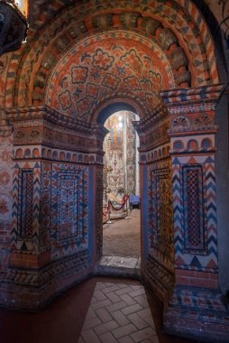 Moskova, Rusya - 10.02.2020: Saint Basil Katedrali veya Kutsanmış Vasily, bir Rus Ortodoks kilisesi ve müzesi