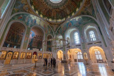 Moskova, Rusya - 19 Kasım 2019: Sretensky Manastırı 'nın Hıristiyan Ortodoks Kilisesi. Rusya katedralinin yeni şehitleri ve Confessorleri 