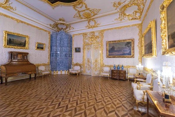 Tsarskoye Selo Pushkin São Petersburgo Rússia Novembro 2019 Interior Dourado — Fotografia de Stock