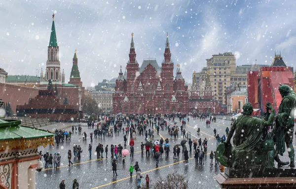 Moskau Russland 2020 Blick Auf Das Staatliche Historische Museum Und — Stockfoto