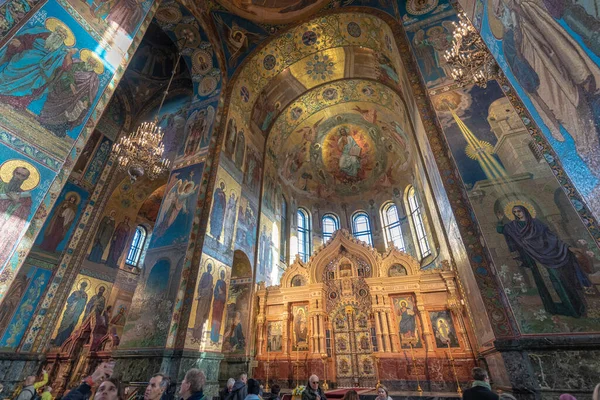 São Petersburgo Rússia Novembro 2019 Interior Colorido Mosaicos Igreja Salvador — Fotografia de Stock