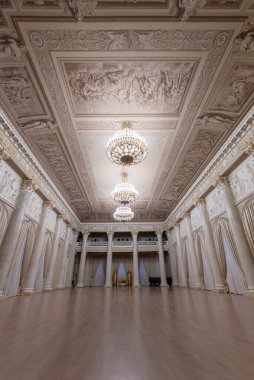 Aziz Pettersburg. RUSSIA - 11 Ocak 2020: Shuvalov Sarayı şimdi St. Petersburg Faberge Müzesi 'ne ev sahipliği yapmaktadır