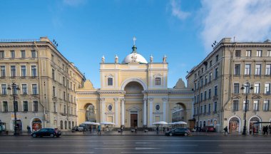 Aziz Pettersburg. RUSSIA - 11 Kasım 2019: Aziz Catherine Roma Katolik Kilisesi Vallin de la Mothe tarafından Nevsky Prospekt 'te inşa edildi. İskenderiyeli Aziz Catherine Bazilikası