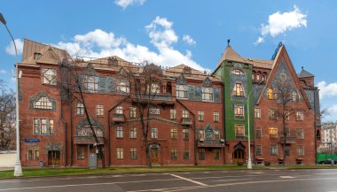 Moskova, Rusya - 10.02.2020: Pertsova Peri Masalı Evi (DOM PERTSOVOY), mimarlar Schnaubert ve Zhukov tarafından inşa edilen sanat yeni binası
