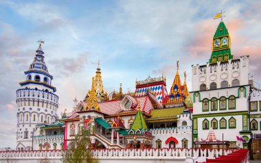 Moskova, Rusya - 15.02.2020: Kremlin in Izmailovo veya İzmailovskiy Kremlin. Mimari kompleks, tarihi müze ve eğlence merkezi