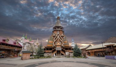 Moskova, Rusya - 15.02.2020: Kremlin in Izmailovo veya İzmailovskiy Kremlin. Mimari kompleks, tarihi müze ve eğlence merkezi