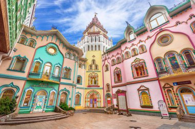 Moskova, Rusya - 15.02.2020: Kremlin in Izmailovo veya İzmailovskiy Kremlin. Mimari kompleks, tarihi müze ve eğlence merkezi