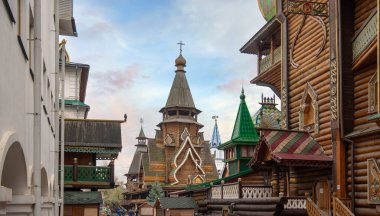 Moskova, Rusya - 15.02.2020: Kremlin in Izmailovo veya İzmailovskiy Kremlin. Mimari kompleks, tarihi müze ve eğlence merkezi