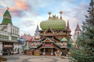 Moskova, Rusya - 15.02.2020: Kremlin in Izmailovo veya İzmailovskiy Kremlin. Mimari kompleks, tarihi müze ve eğlence merkezi