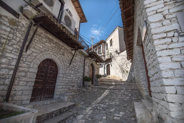 Historic city. Traditional ottoman houses in Berat old town (mangalem district) in Albania . listed as UNESCO world heritage site, along with river Osum bank. thousand windows city