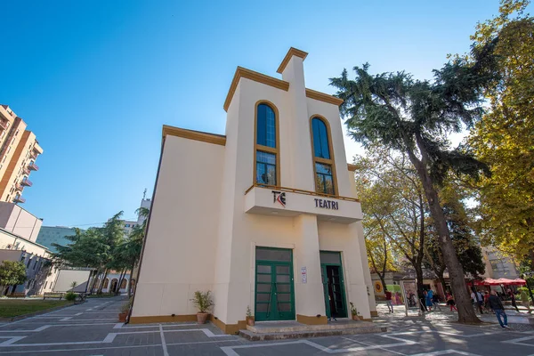 Tirana Albânia Outubro 2019 Edifício Teatro Nacional Teatri Kombetar Capital — Fotografia de Stock