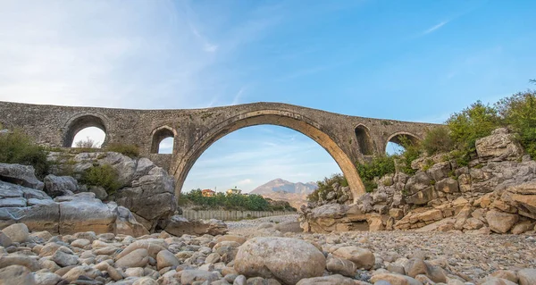 Panorama Podului Mesi Ura Mesit Din Mes Albania Lângă Shkoder — Fotografie, imagine de stoc