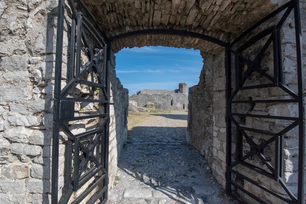 Ruins Rozafa Castle Fortress Stephan Church Shkoder Albania Surrounded Buna — Stock Photo, Image