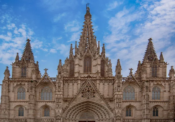 Barcelona Hiszpania Listopada 2019 Panoramiczny Widok Katedrę Barcelonie Catedral Santa — Zdjęcie stockowe