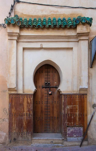 Traditionell Marockansk Stil Design Gammal Trä Entré Dörr Den Gamla — Stockfoto